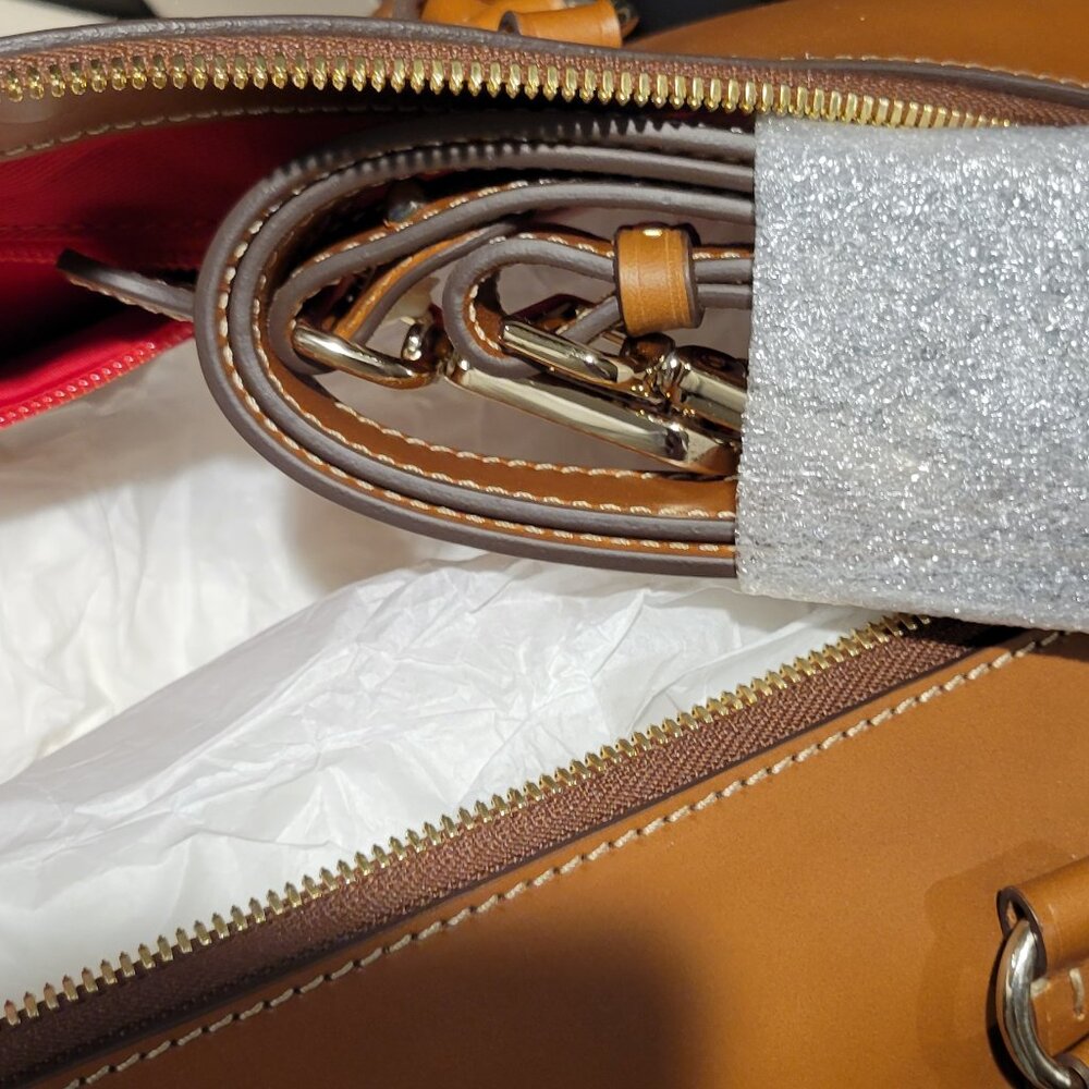 NEW BOLDRINI SELLERIA - Made in Italy 🇮🇹 genuine vacchetta leather handbag - Picture 7 of 15